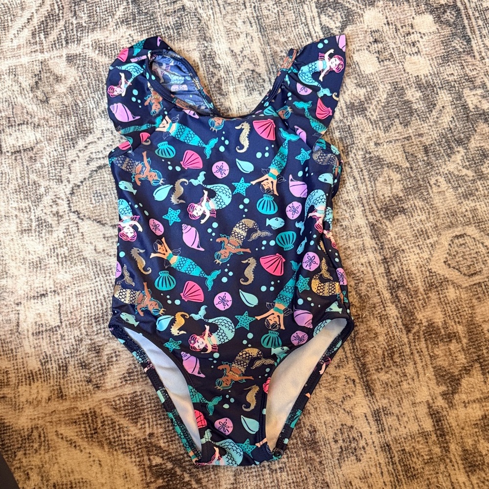 Cat & Jack Kids Swim One Piece - Blue and Pink Mermaid Design